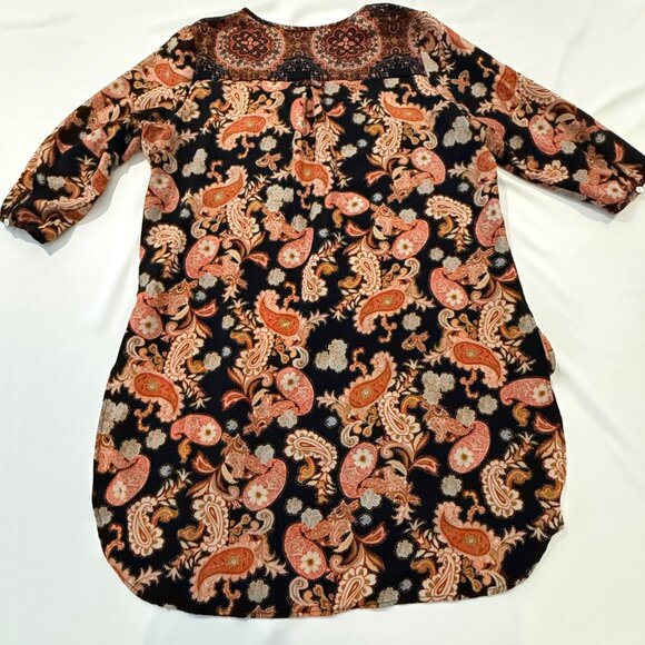 Figueroa & Flower Floral Paisley 3/4 Button Tunic Blouse Size L - Picture 5 of 7